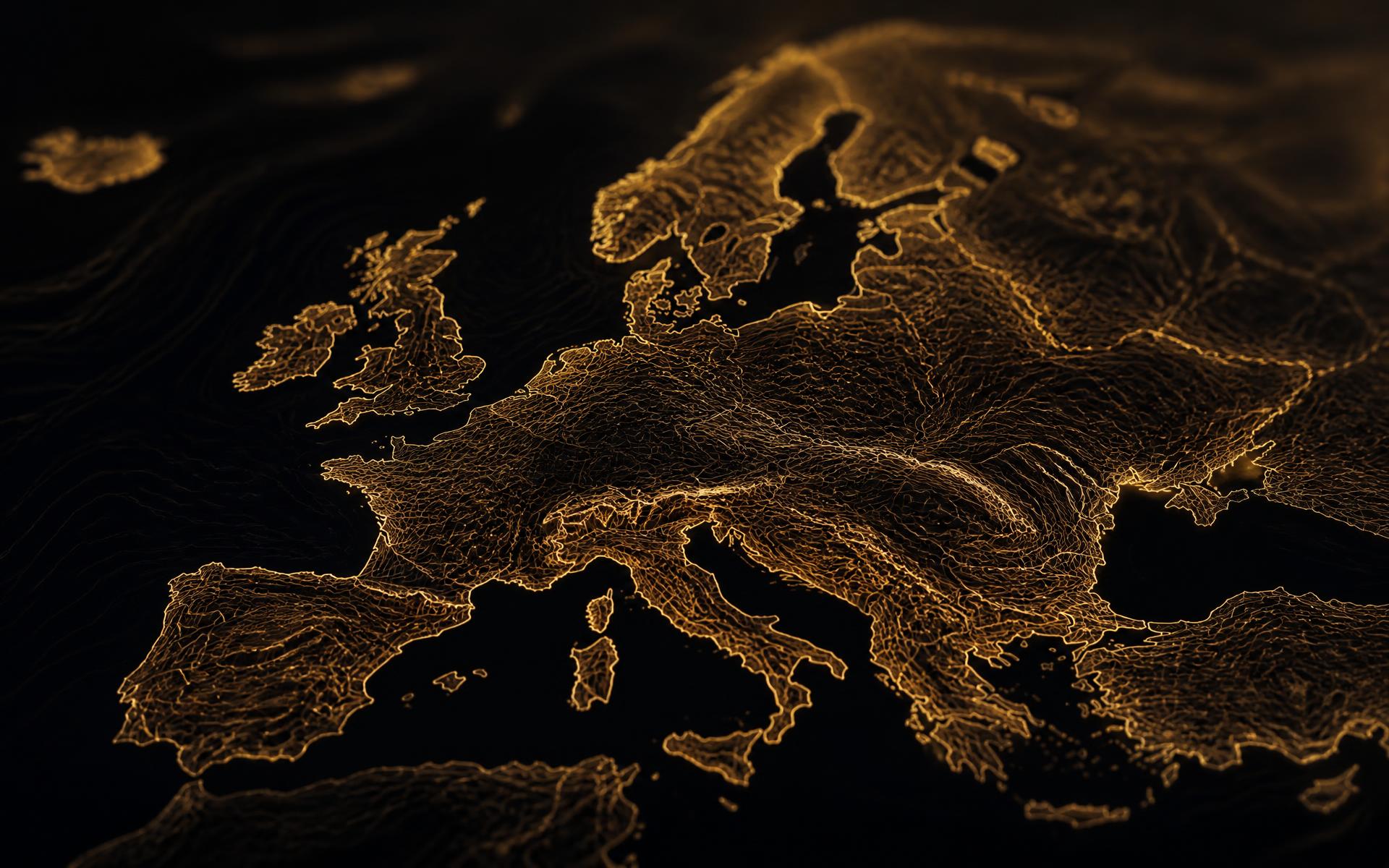 Abstract luminous map of Europe